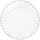 White Silver-Trimmed Premium Plastic Scalloped Dinner Plates 10ct