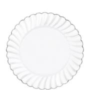 White Silver-Trimmed Premium Plastic Scalloped Lunch Plates 20ct