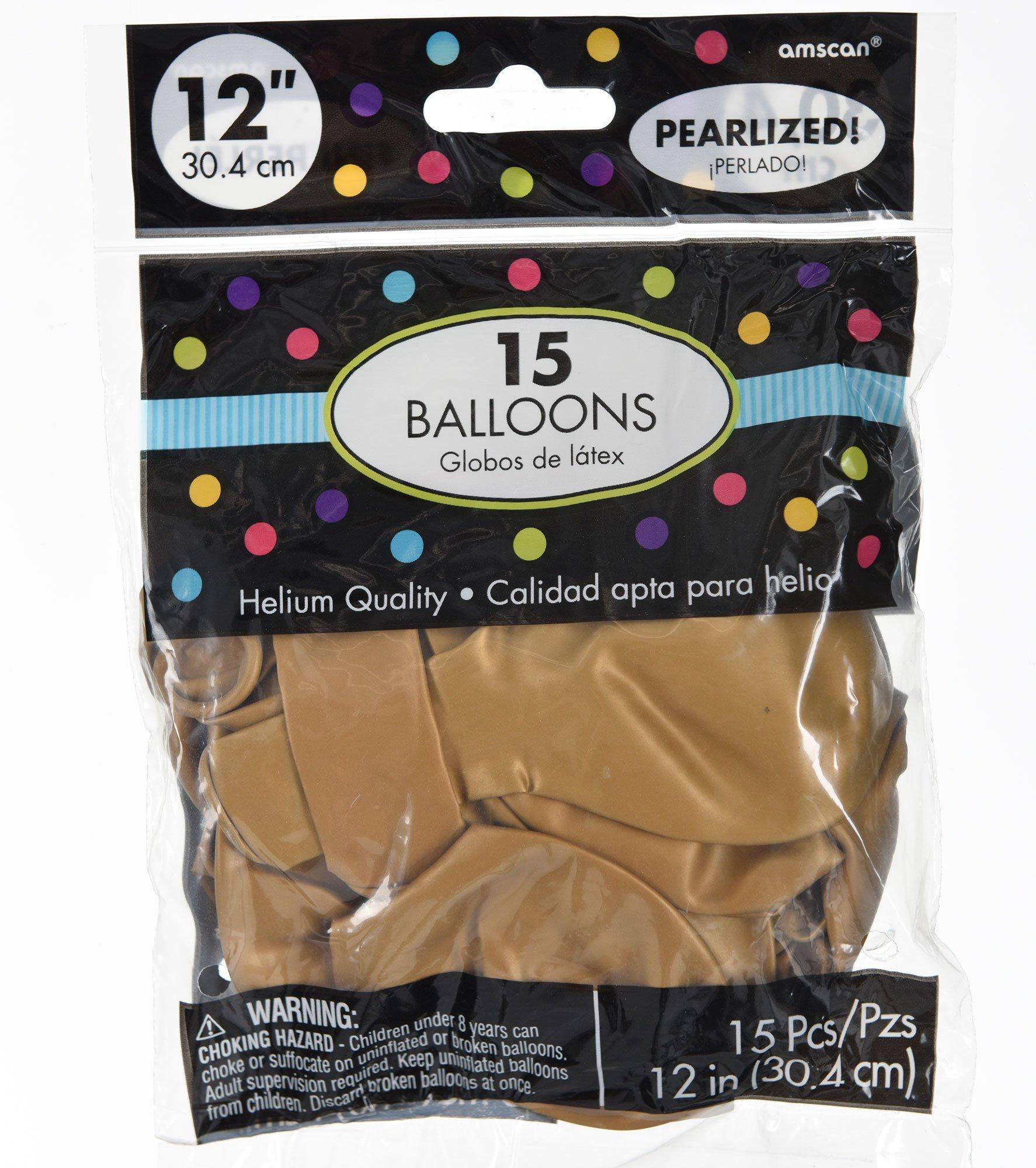 15ct, 12in, Gold Pearl Balloons
