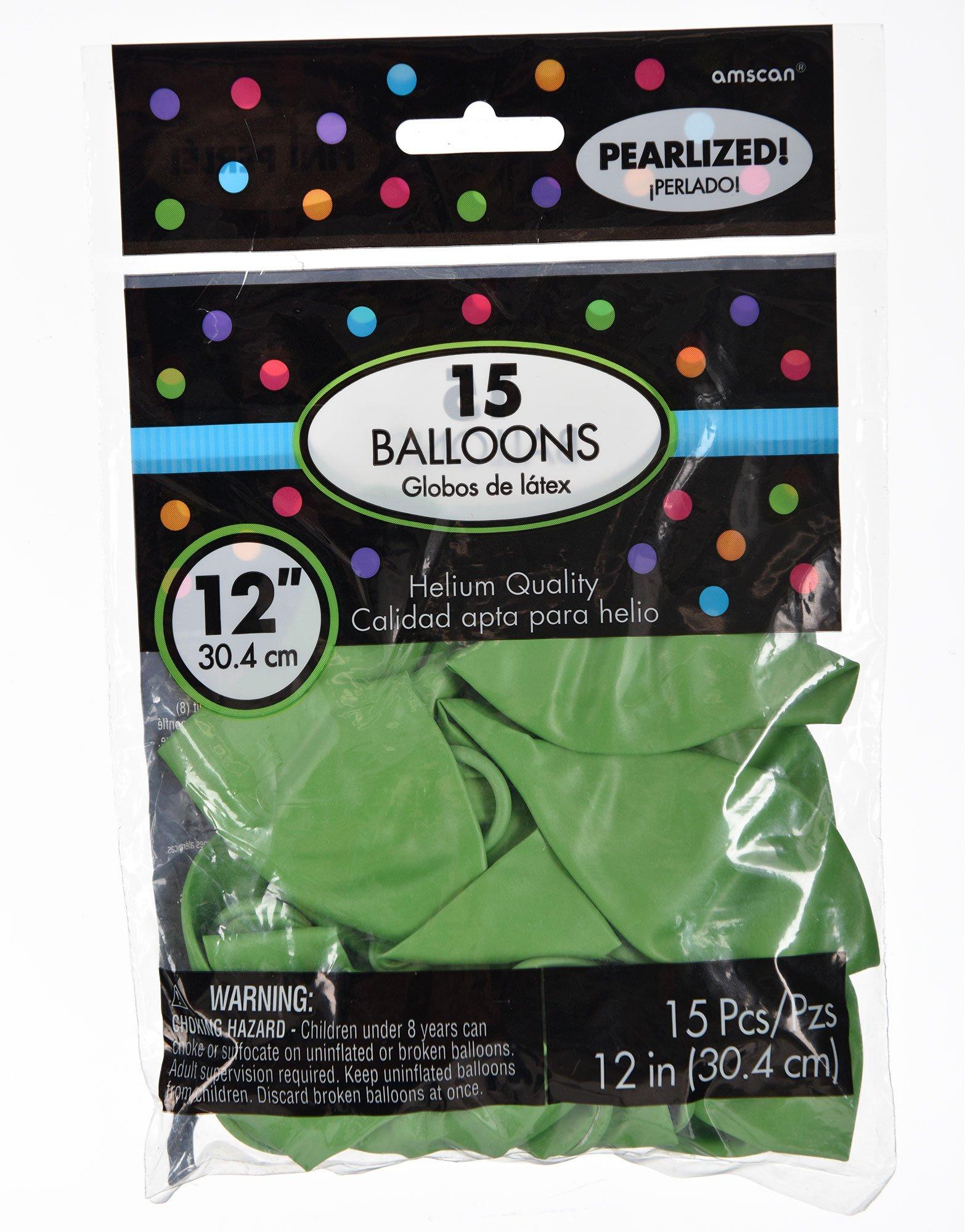 15ct, 12in, Kiwi Green Pearl Balloons