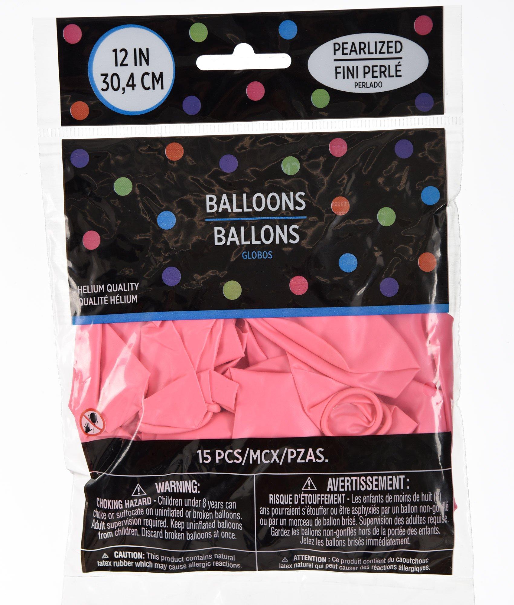 15ct, 12in, Pink Pearl Balloons