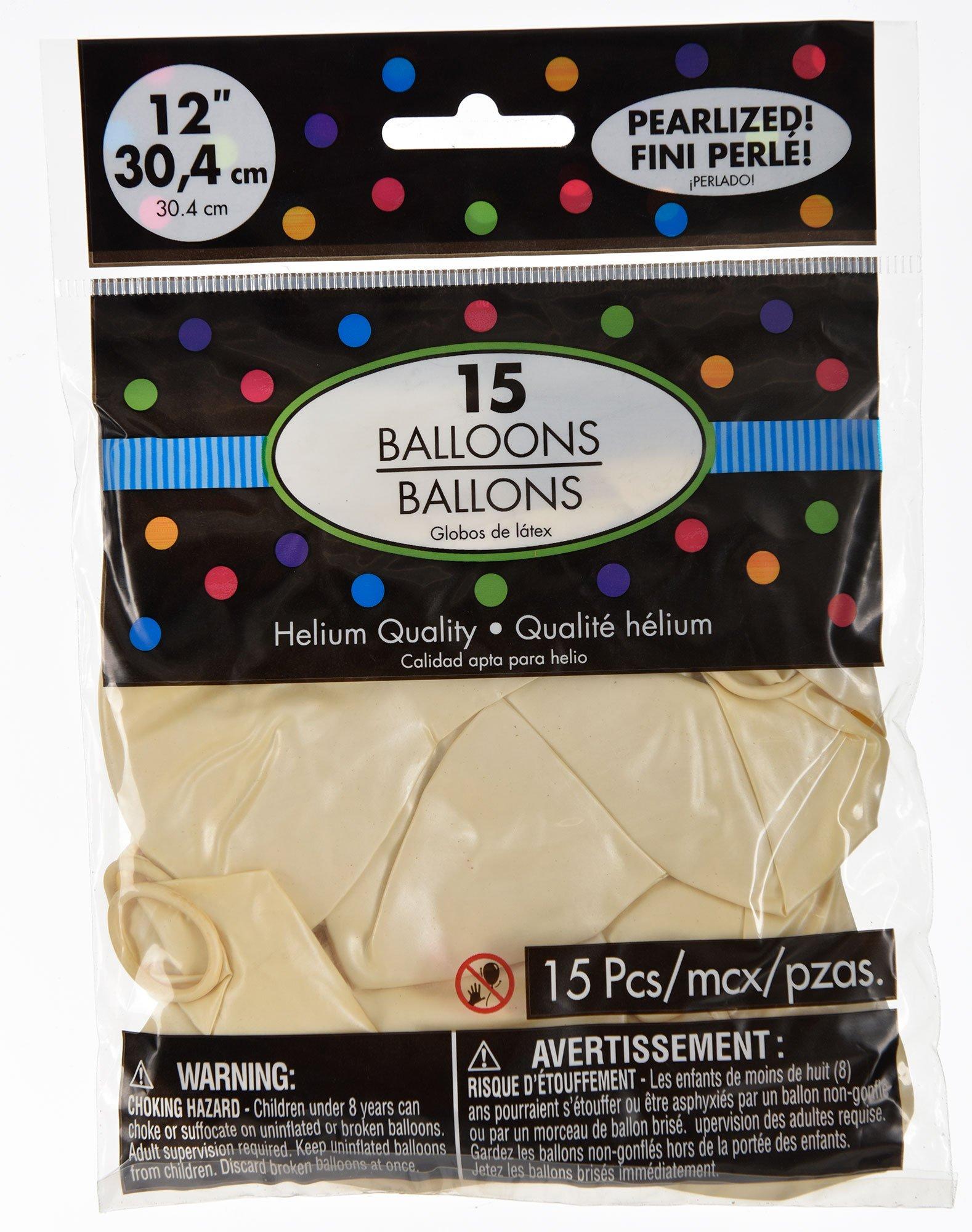 15ct, 12in, White Pearl Balloons