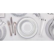 White Silver Lace Border Premium Plastic Lunch Plates 20ct