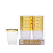 CLEAR Gold-Trimmed Premium Plastic Cups 16ct