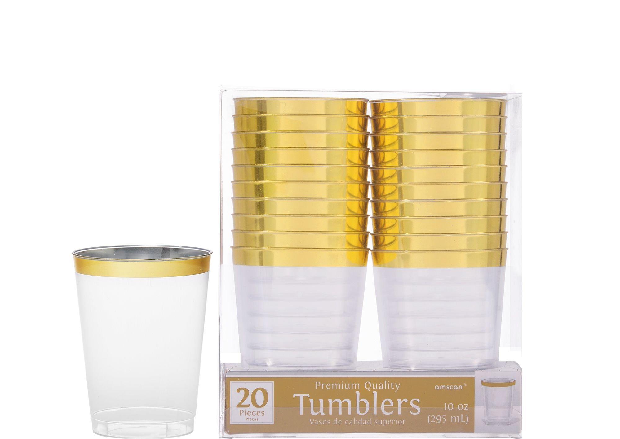 Premium Gold Trim Tumbler - 295ml - Gold Party Supplies (Pack of 20)