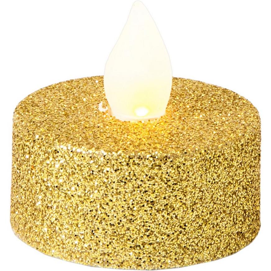 Glitter Gold Tealight Flameless LED Candles 10ct