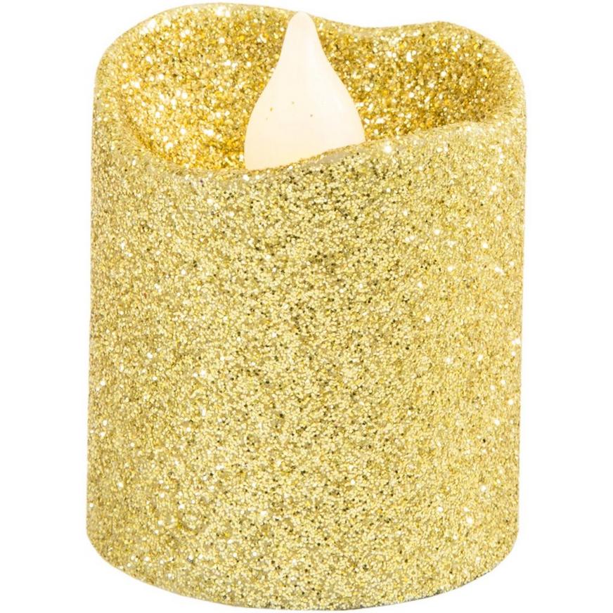 Glitter Gold Votive Flameless LED Candles 6ct