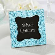 Chalkboard Blue Glitter Photo Frame Place Card Holder