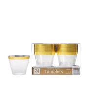 CLEAR Silver-Trimmed Premium Plastic Cups 24ct