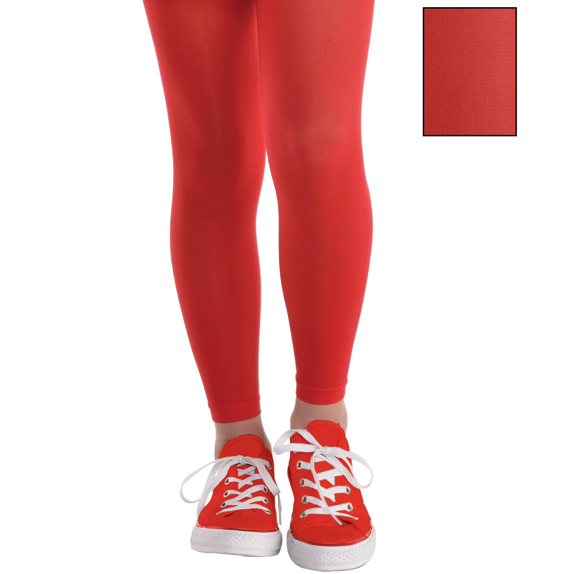 Vivian's Fashions Capri Leggings - Girls, Cotton (Red, Small