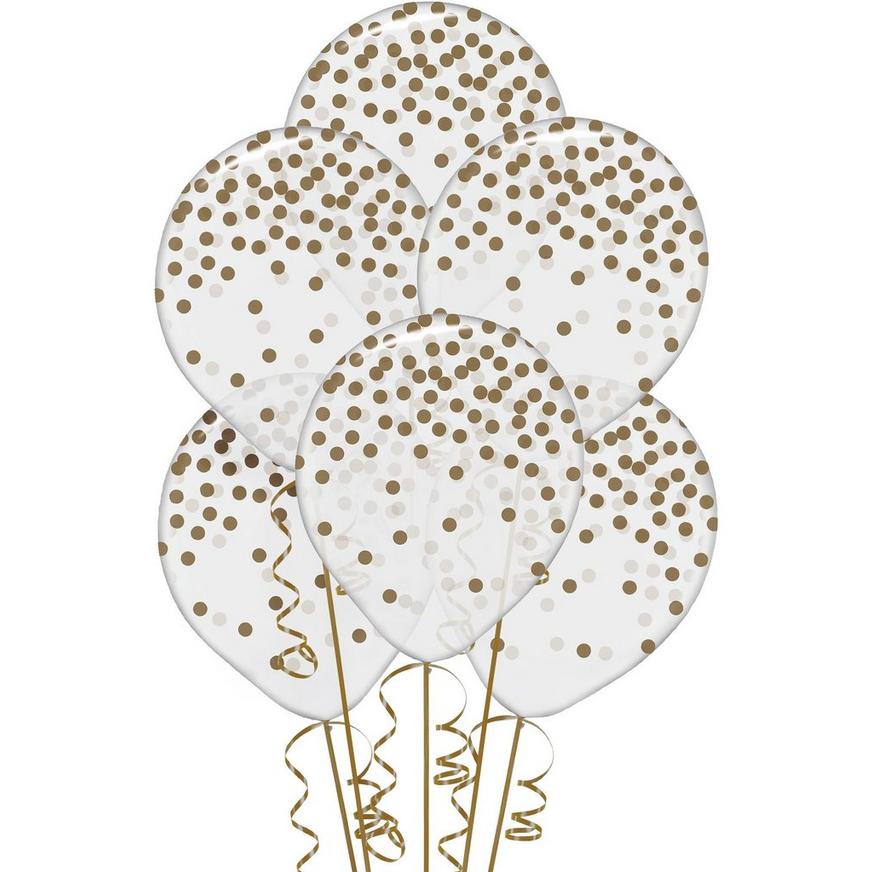 Transparent & Gold Dot Balloons 6ct, 12in