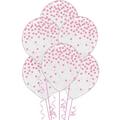 6ct, 12in, Transparent & Pink Dot Balloons