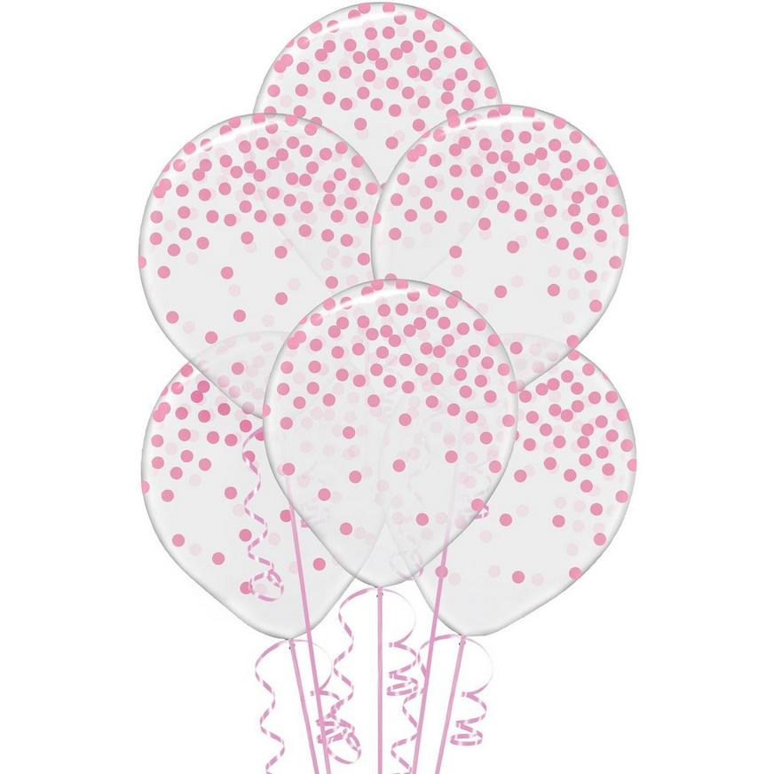Transparent & Pink Dot Balloons 6ct, 12in