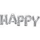 Air-Filled Silver Happy Letter Balloon Banner, 10in