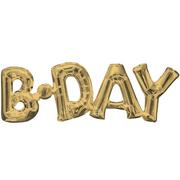 Air-Filled White Gold B-Day Letter Balloon Banner, 26in x 9in