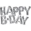 Air-Filled Silver Happy B-Day Letter Balloon Banners 2ct, 10in