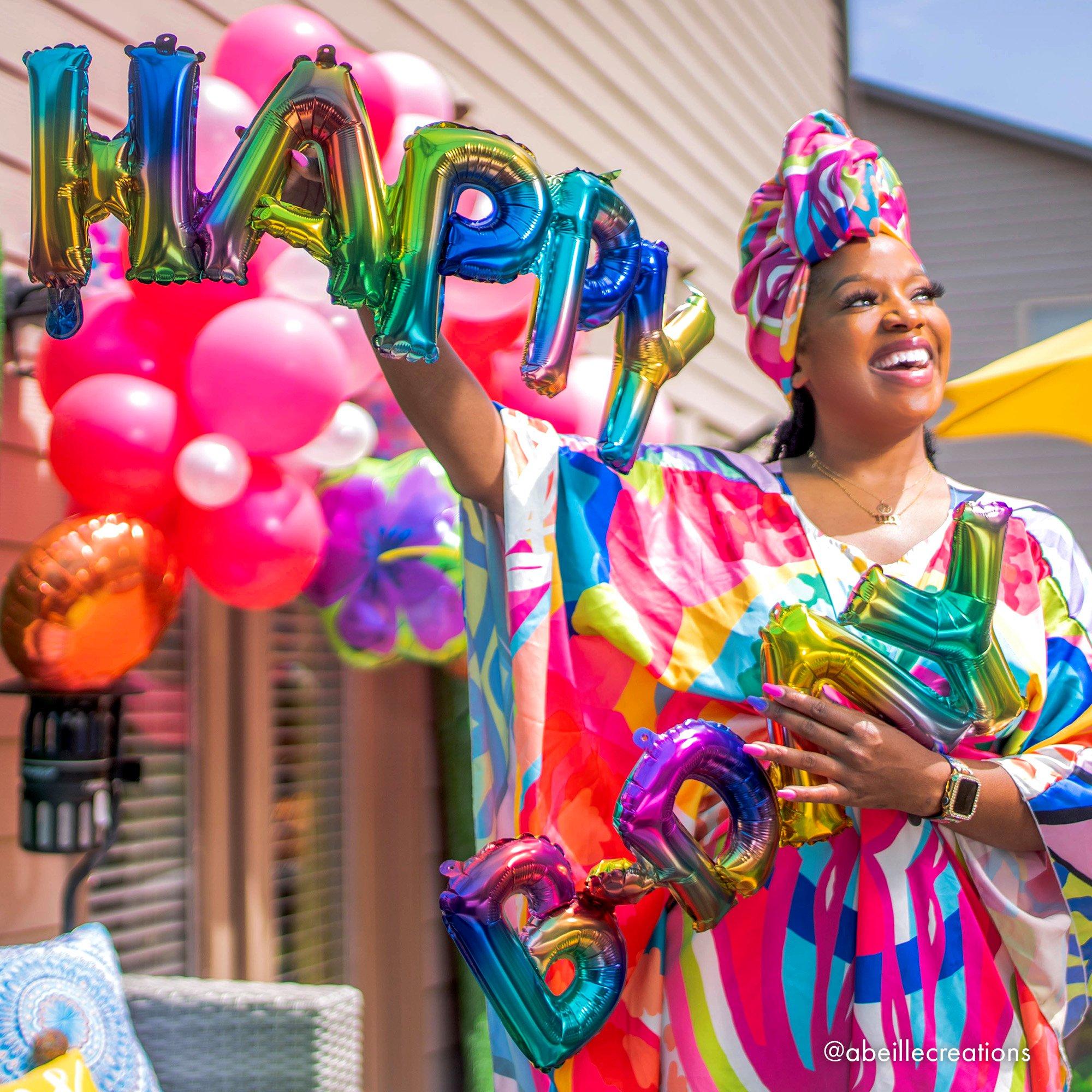 Air-Filled Silver Happy B-Day Letter Balloon Banners 2ct, 10in