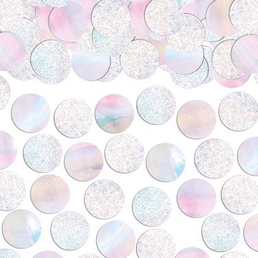Glitter & Iridescent White Circle Confetti, 2.25oz
