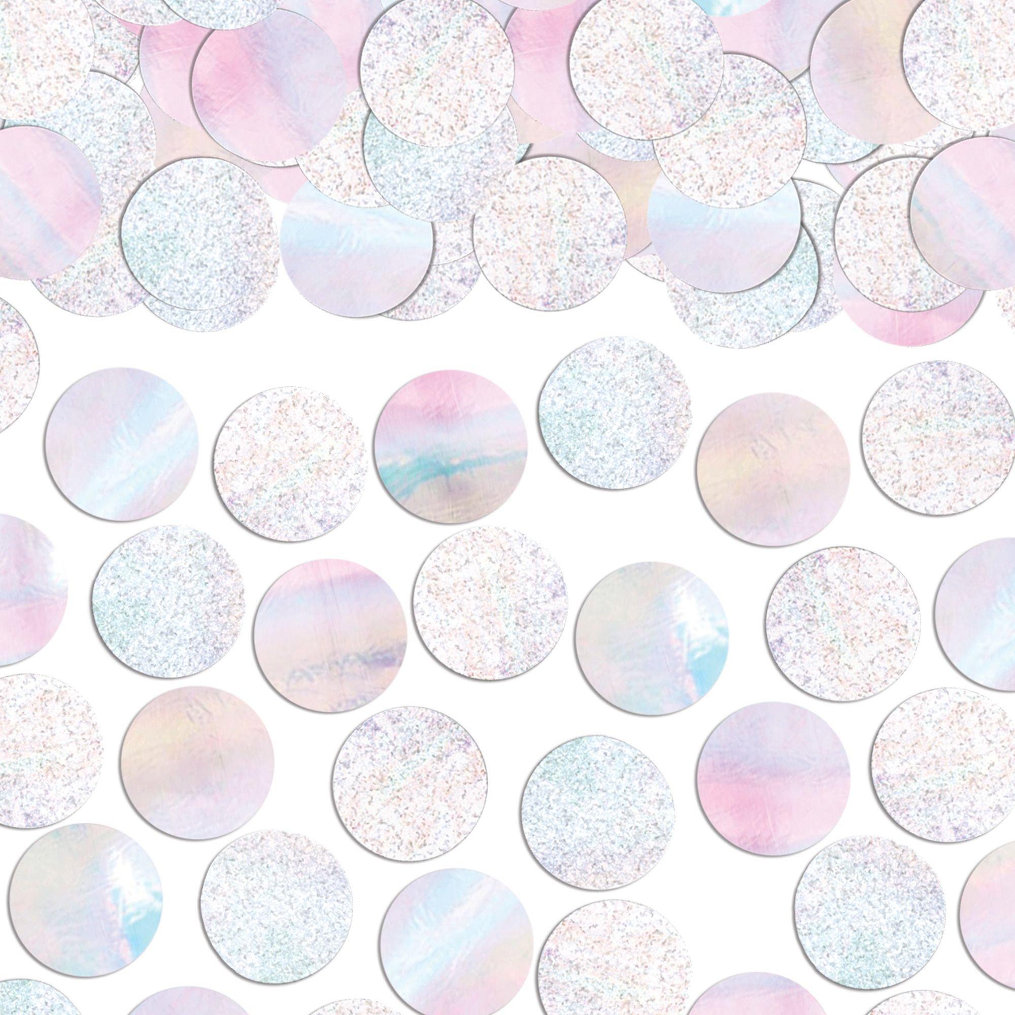 Glitter & Iridescent White Circle Confetti, 2.25oz