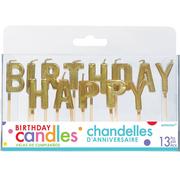 Gold Happy Birthday Toothpick Candle Set 13pc