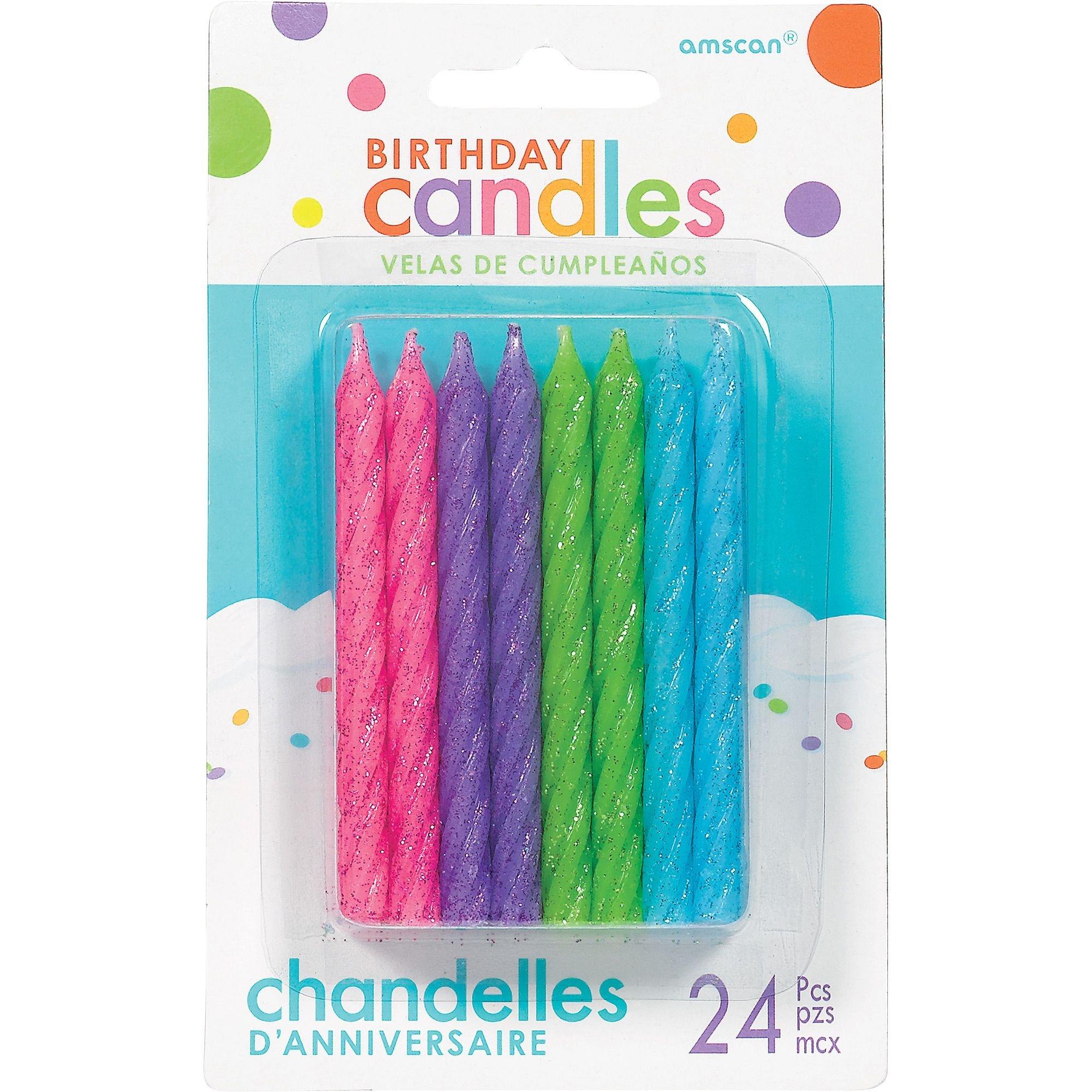 Glitter Multicolor Bright Spiral Birthday Candles 24ct Party City
