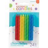 Glitter Multicolor Spiral Birthday Candles 24ct