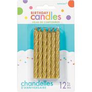 Gold Spiral Birthday Candles 12ct
