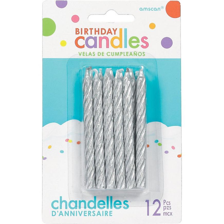 Silver Spiral Birthday Candles 12ct