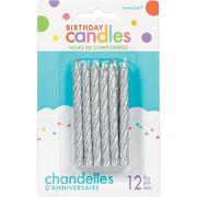 Silver Spiral Birthday Candles 12ct