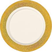 Cream Prismatic Gold Border Premium Plastic Dinner Plates 10ct