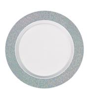 White Prismatic Silver Border Premium Plastic Lunch Plates 20ct