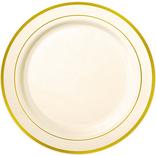 Cream Gold Trimmed Premium Plastic Buffet Plates 10ct
