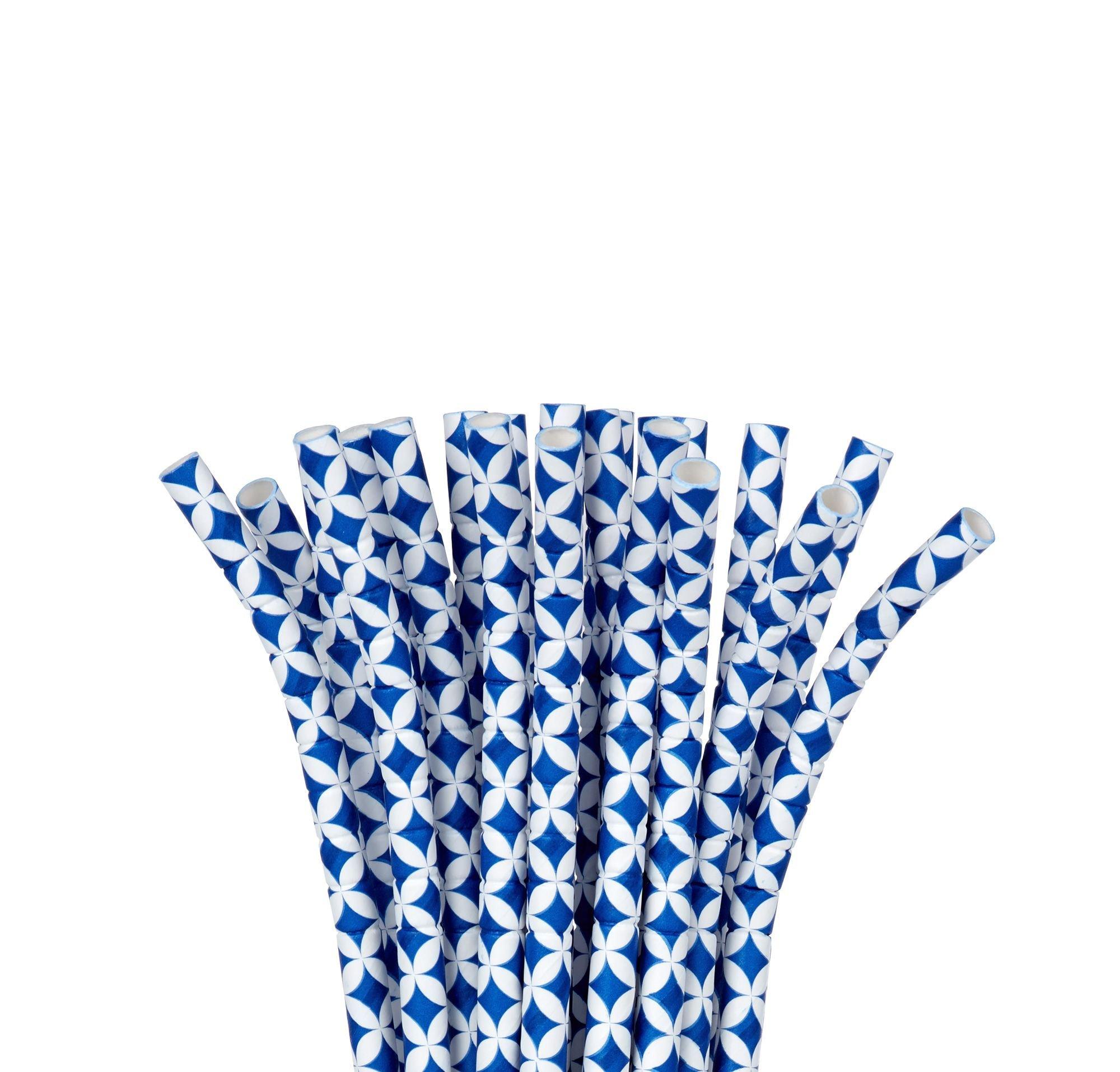 Royal Blue Diamond Flexible Paper Straws 24ct Party City