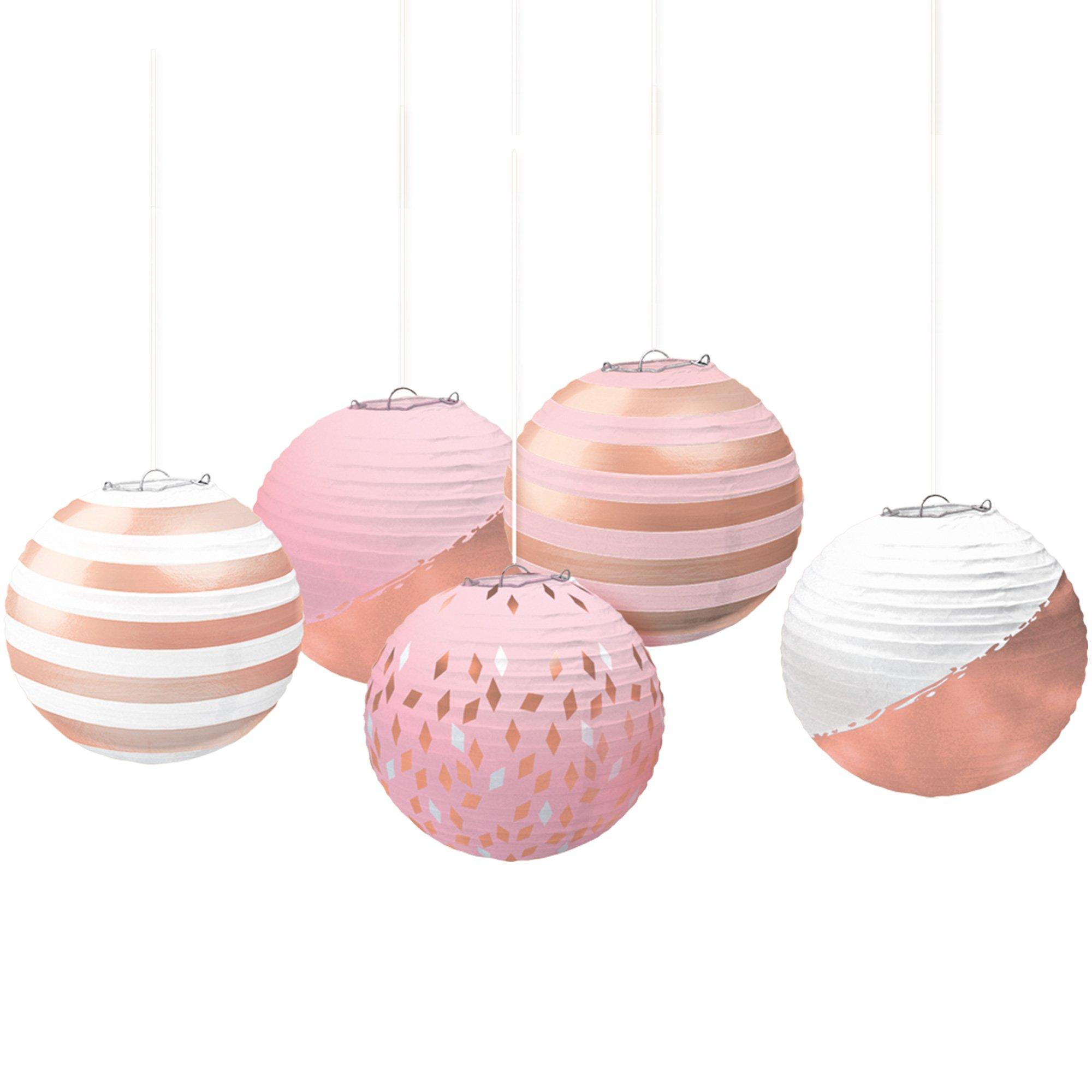 UNIQOOO 18Pcs Premium Assorted Size/Color Pink Paper Lantern Set, Reus