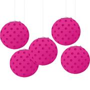Mini Bright Pink Polka Dot Paper Lanterns 5ct