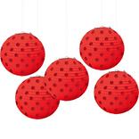 Mini Red Polka Dot Paper Lanterns 5ct