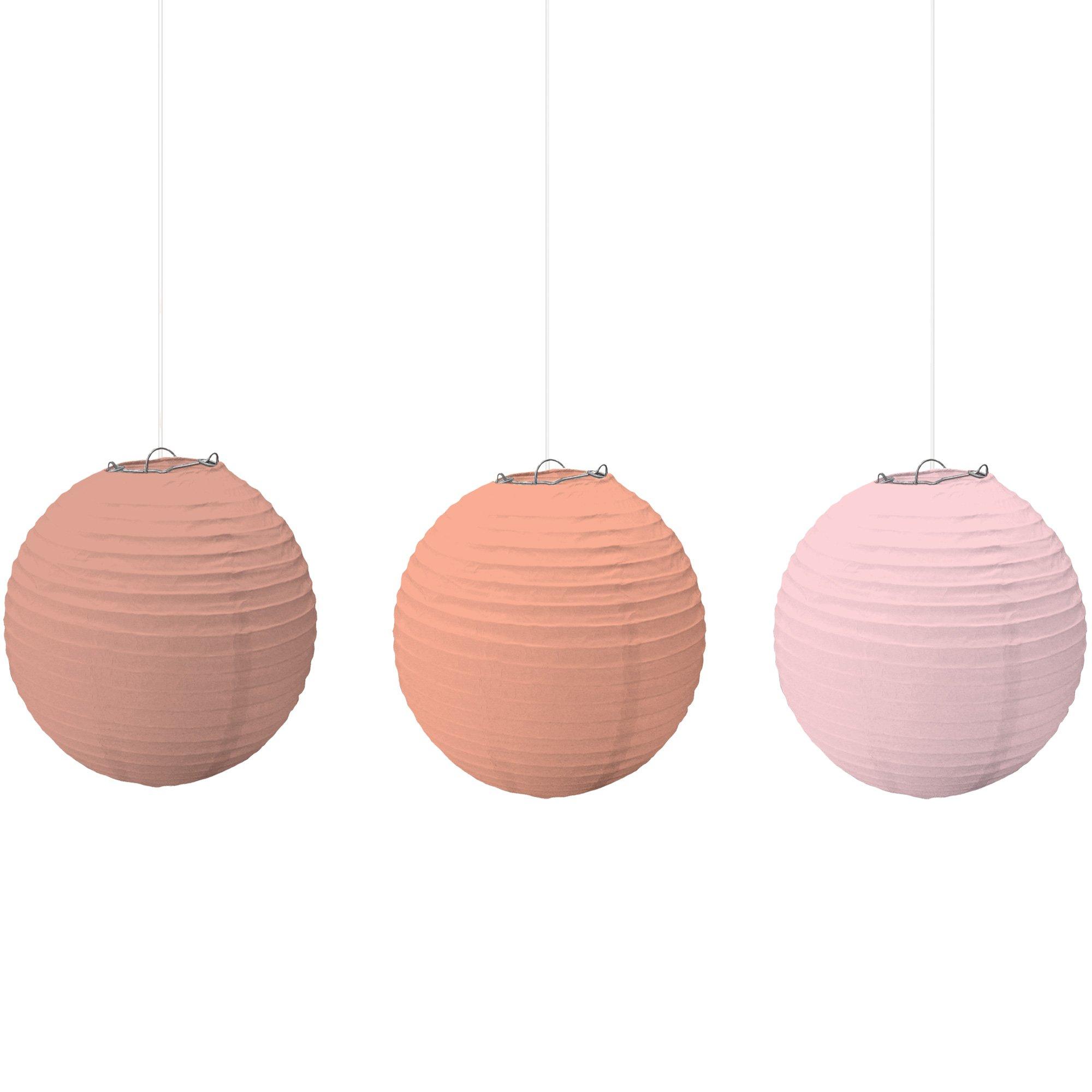 UNIQOOO 18Pcs Premium Assorted Size/Color Pink Paper Lantern Set, Reus