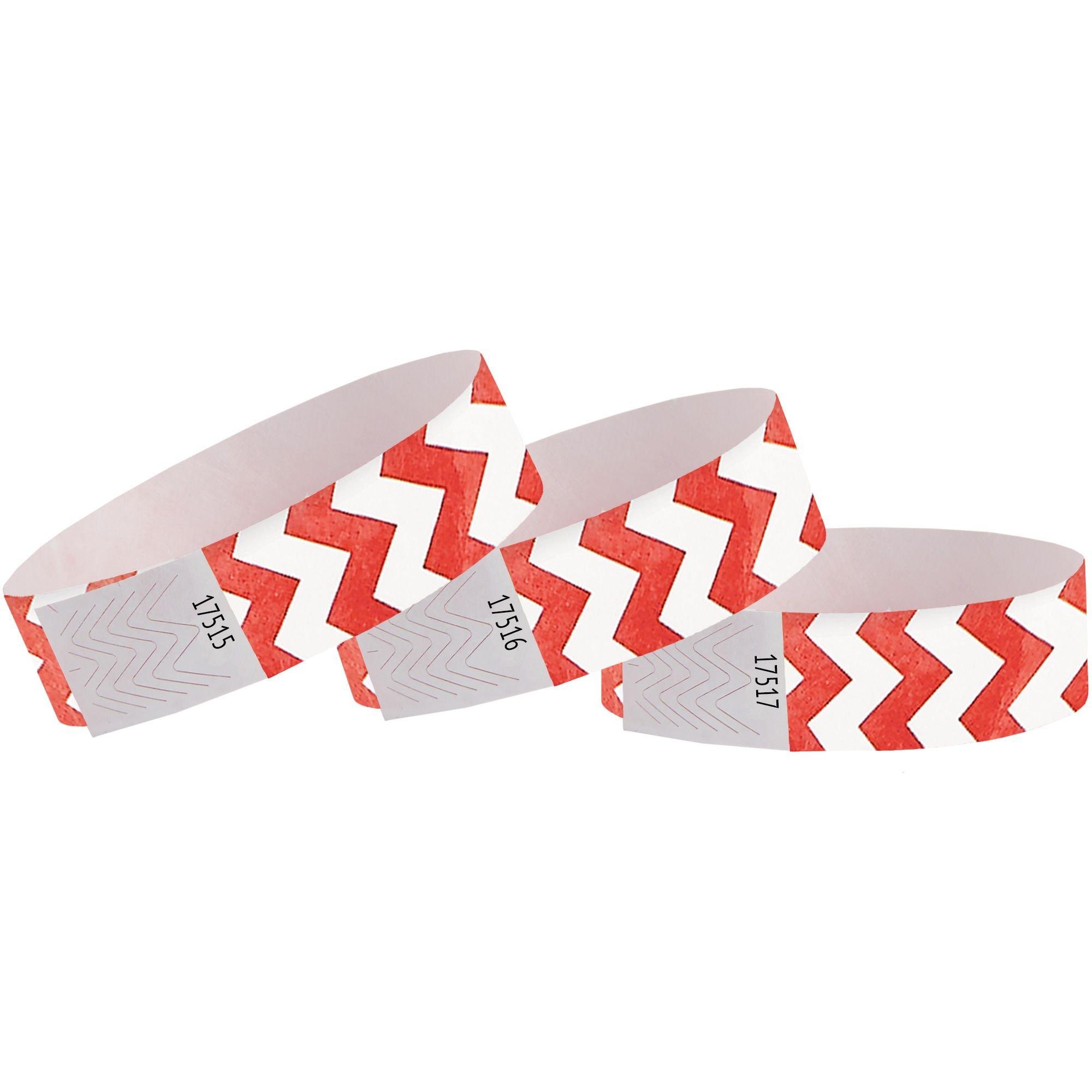Red Chevron Paper Wristbands, 500ct Party City