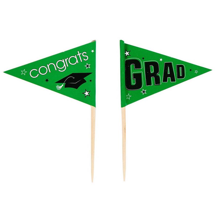 Green Graduation Flag Picks 36ct