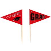 Red Graduation Flag Picks 36ct