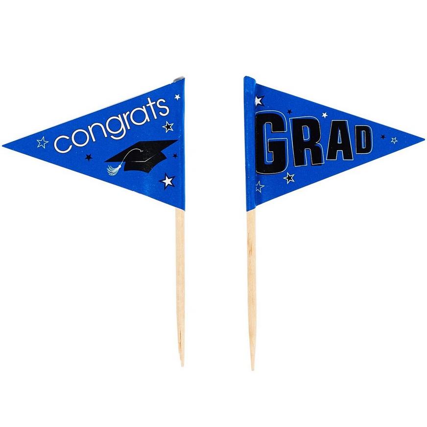 Blue Graduation Flag Picks 36ct
