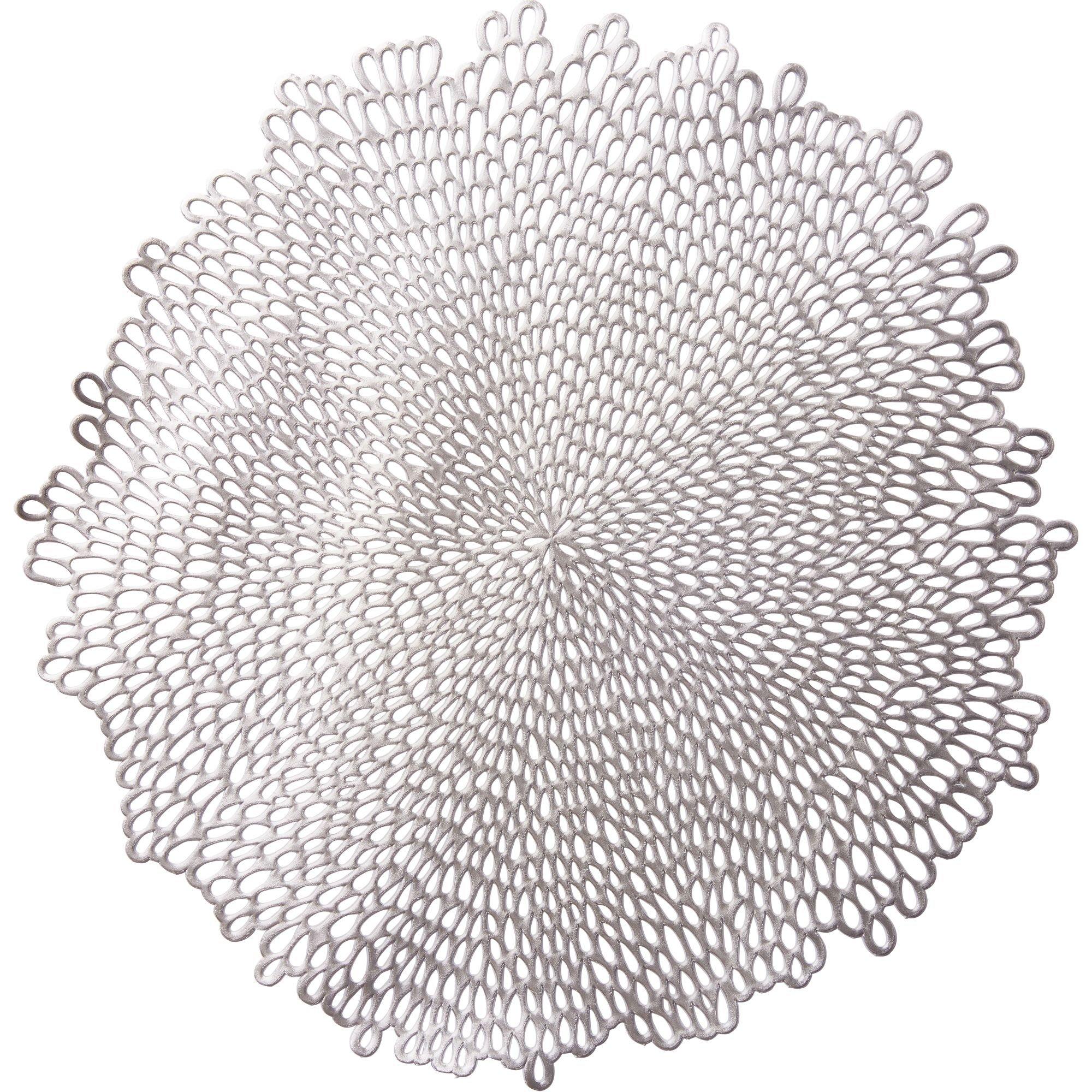 Metallic Silver Blossom Vinyl Placemat 15 1/2in Party City