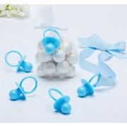 6 Clear Cute Baby Shower Favor Boxes with Blue Ribbon and Pacifier Gift Kit USA 