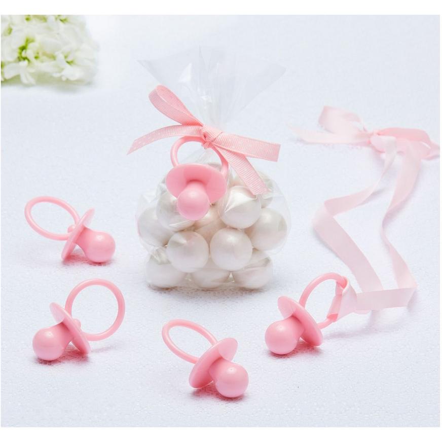 Baby Shower Girls Pink Pacifier Dummy First Birthday Charm Favour Necklaces 