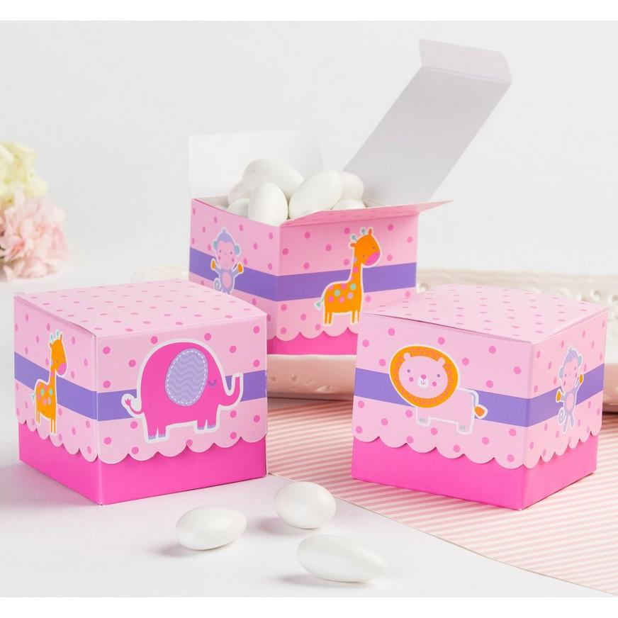Pink Animal Baby Shower Favor Boxes 24ct