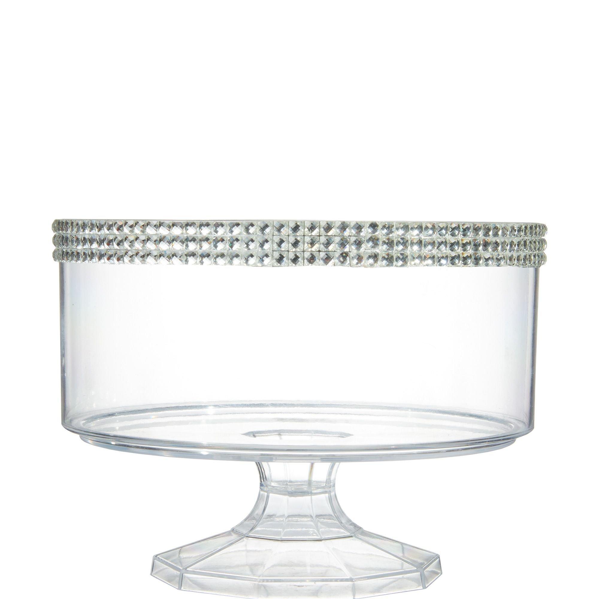 Small Rhinestone Clear Plastic Trifle Container 6in x 2 3/4in Party City