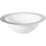Silver Trimmed White Plastic Serving Bowl