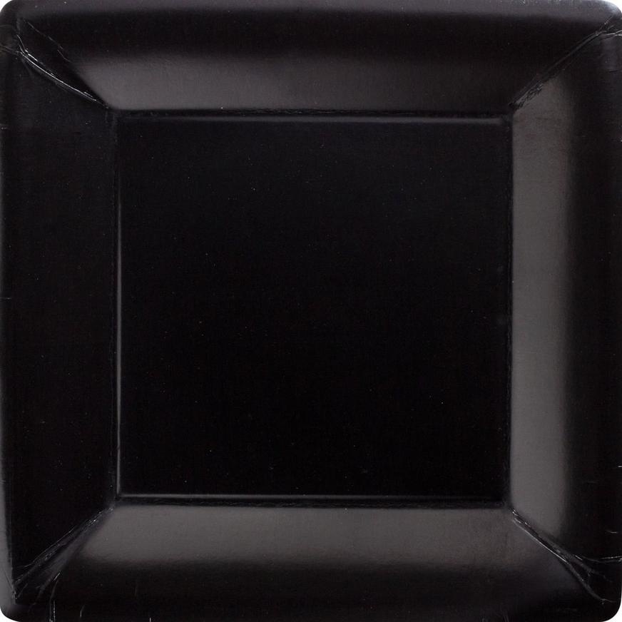 FREE SHIPPING 40 Black Elegant Square Disposable Plastic Wedding Dinner Plates 