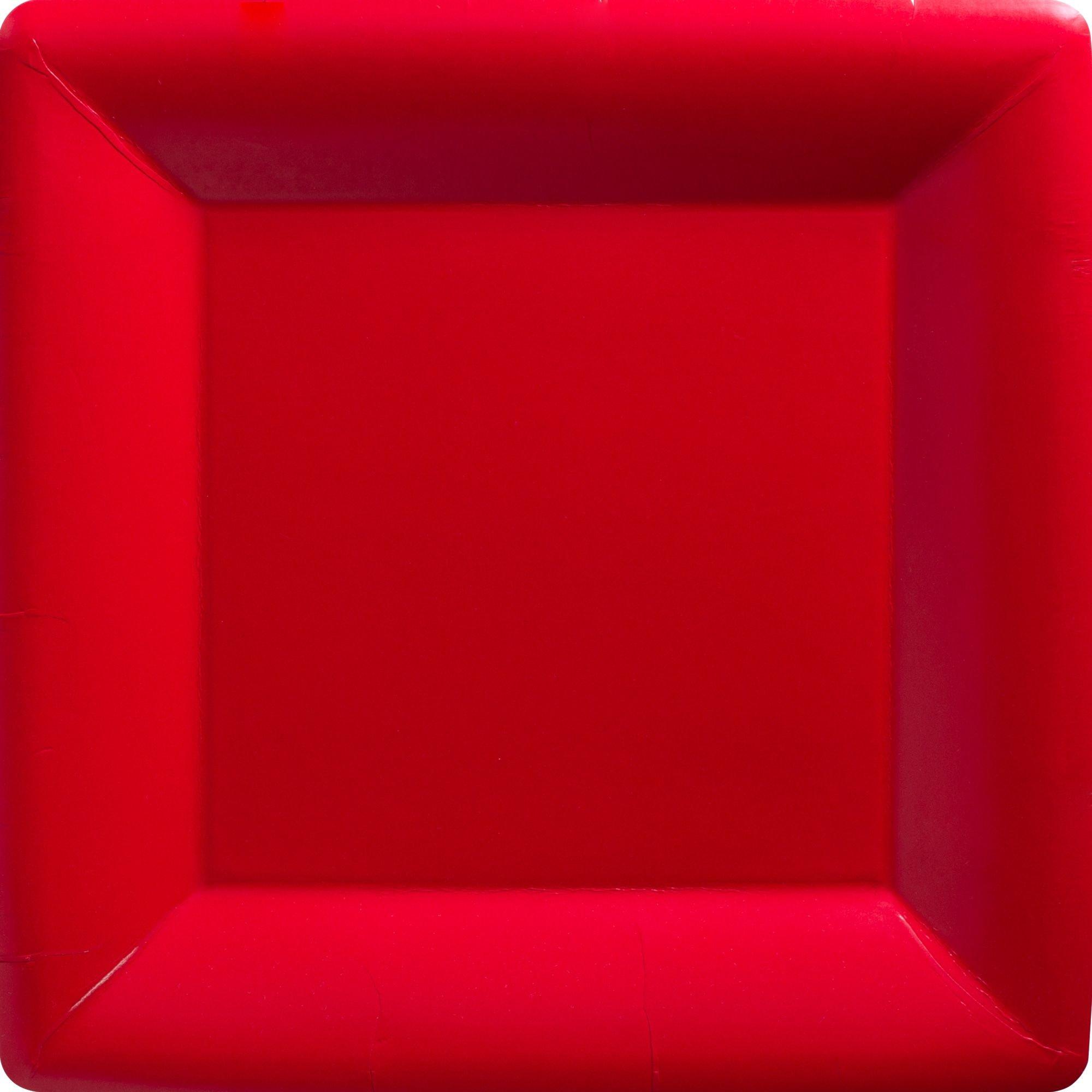 Red Plastic Dinner Plates, 10.25in, 50ct