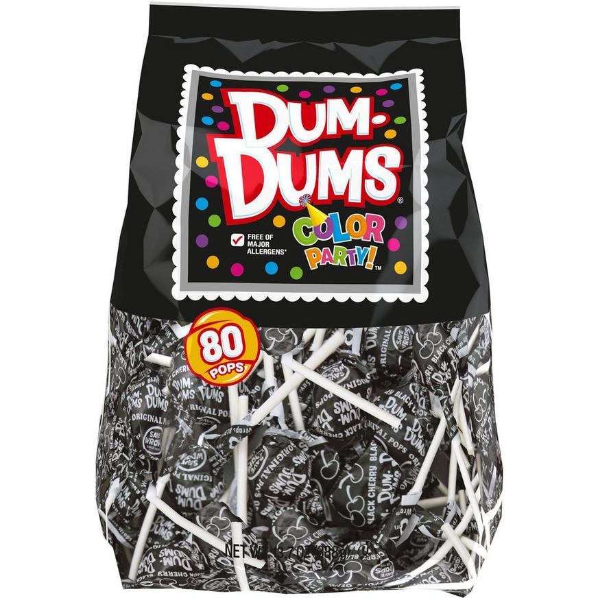 Black Dum Dums Lollipops, 80pc - Black Cherry Flavor